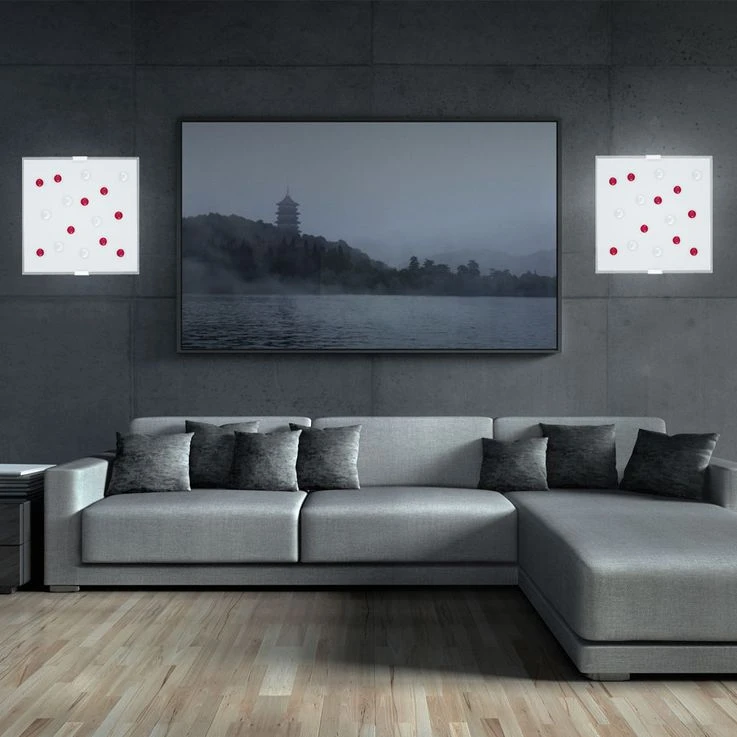 Wand-/Deckenleuchte, Glas Satiniert, Dekor-Glassteine L 29 Cm – Bild 7