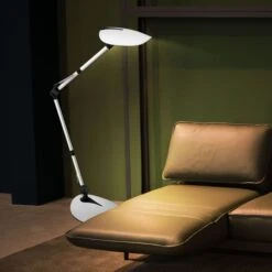 LED Tischlampe, Gelenke Verstellbar, Silber, H 79 Cm