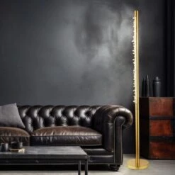 LED Stehlampe, Metall, Acrylkristalle, Messing, H 151 Cm