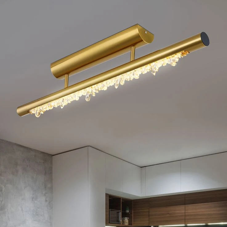 LED Deckenlampe, Metall, Kristalle, Messing, Memory, L 80 Cm – Bild 6