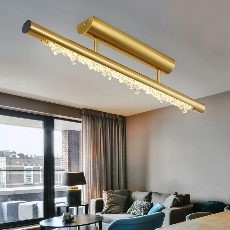 LED Deckenlampe, Metall, Kristalle, Messing, Memory, L 80 Cm – Bild 8