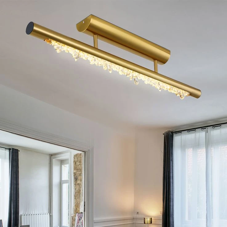 LED Deckenlampe, Metall, Kristalle, Messing, Memory, L 80 Cm – Bild 7