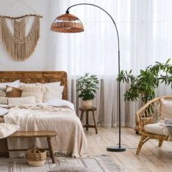 Stehleuchte, Gitter-/Rattan-Design, Höhenverstellbar, H 193 Cm