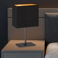 Leseleuchte, Metall, Stoff, Schwarz, E14, H 30cm