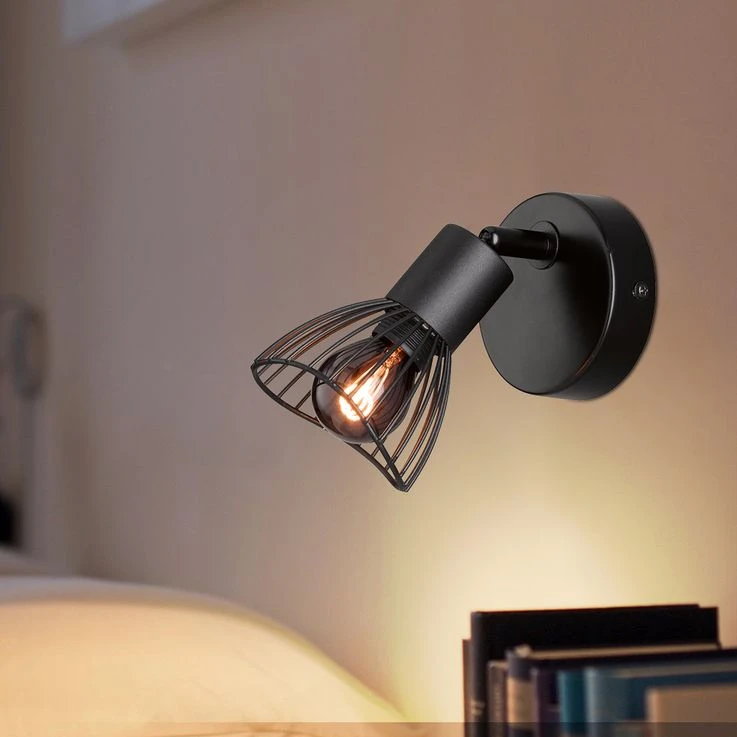 Wandleuchte Sandschwarz, Beweglicher Spot H 14 Cm