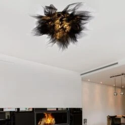 Deckenleuchte, Textil, Schwarz, D 50 Cm