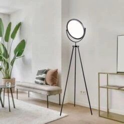 LED Stehleuchte, Touch Dimmer, Beweglich, Schwarz, H 154cm