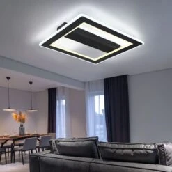 LED Deckenleuchte, Schwarz, Quadratisch, L 45 Cm