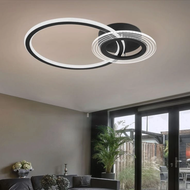 LED Deckenleuchte, Dimmbar, Fernbedienung, Schwarz, L 54,5cm – Bild 3