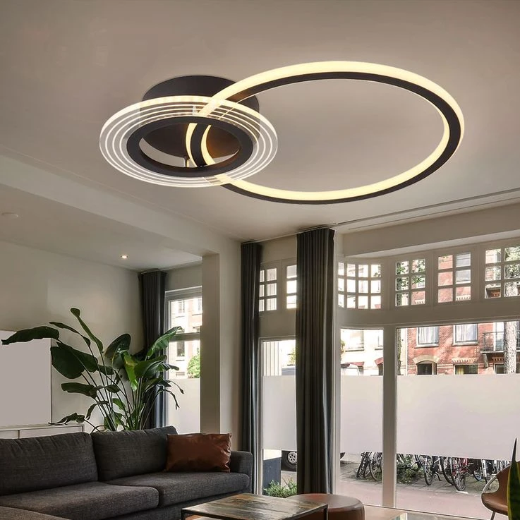 LED Deckenleuchte, Dimmbar, Fernbedienung, Schwarz, L 54,5cm – Bild 4