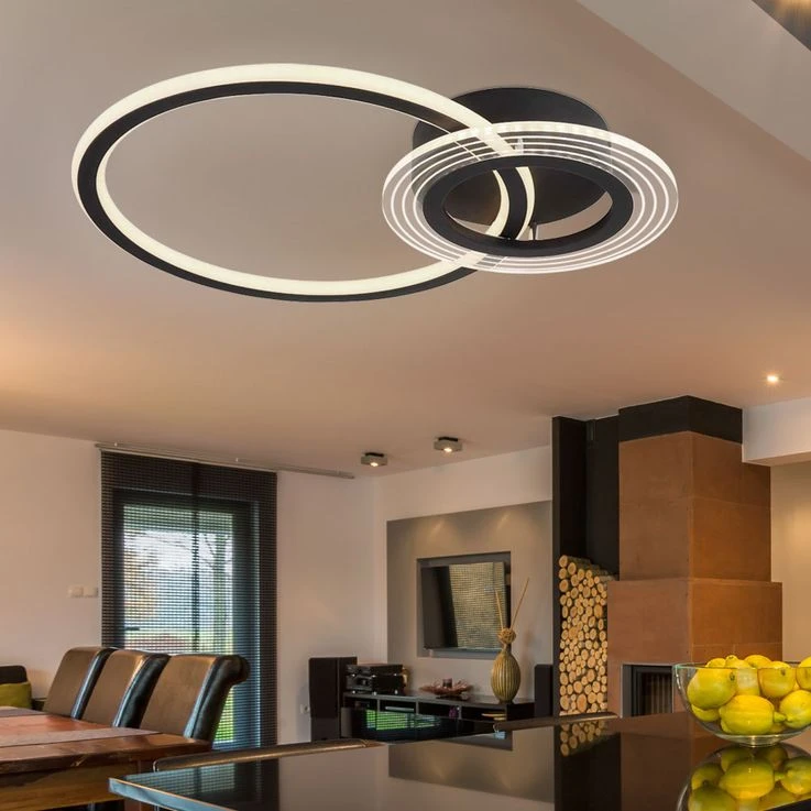 LED Deckenleuchte, Dimmbar, Fernbedienung, Schwarz, L 54,5cm – Bild 5