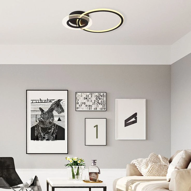 LED Deckenleuchte, Dimmbar, Fernbedienung, Schwarz, L 54,5cm – Bild 6