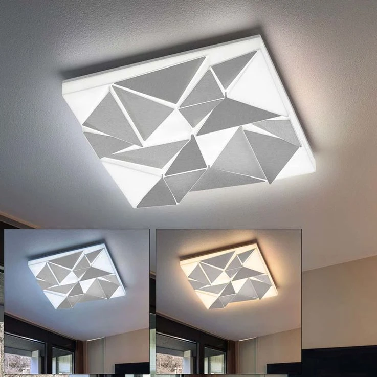 LED Deckenleuchte, CCT, Silber, Quadratisch, L 40 Cm