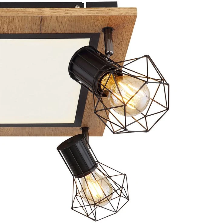 LED Deckenlampe, Holzoptik, Gitterspots Schwenkbar, L 45 Cm – Bild 8