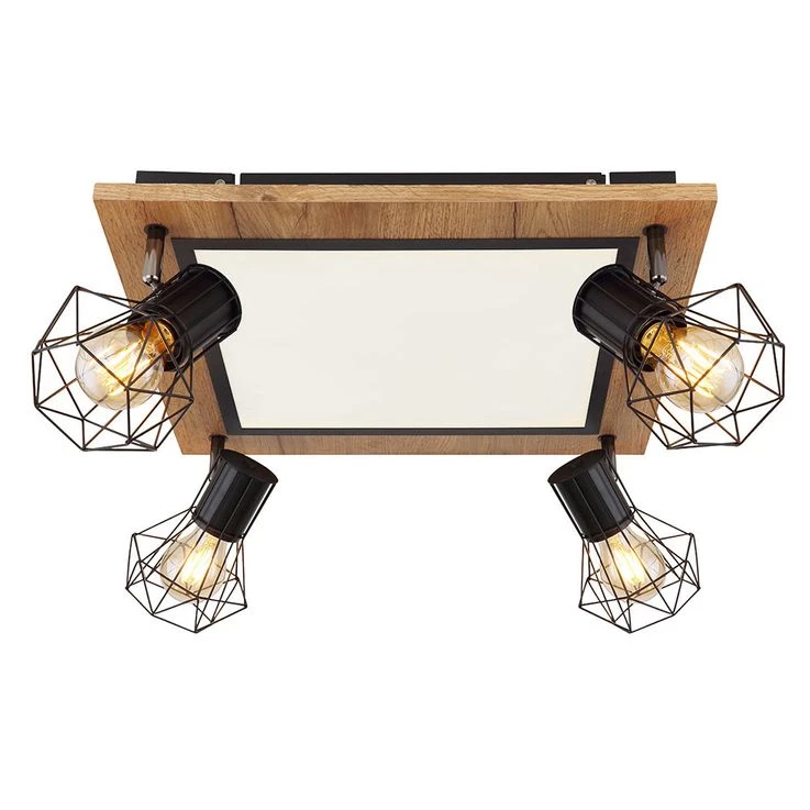 LED Deckenlampe, Holzoptik, Gitterspots Schwenkbar, L 45 Cm – Bild 10