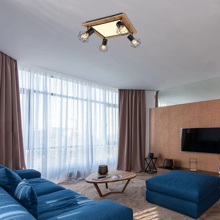 LED Deckenlampe, Holzoptik, Gitterspots Schwenkbar, L 45 Cm – Bild 7