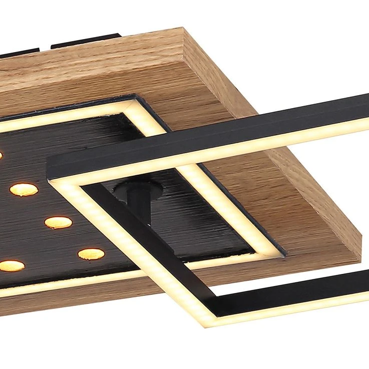 LED Deckenlampe, Holzoptik, Metall Schwarz, Rahmen Beweglich – Bild 12