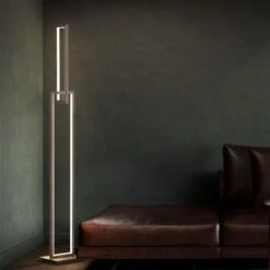 LED Stehleuchte, Metall, Rostfarben, Eckig, H 146 Cm