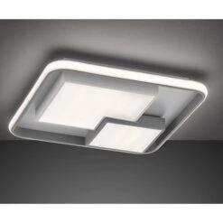 LED Deckenleuchte, Grau Weiß, 3 Stufen Dimmer, L 50 Cm