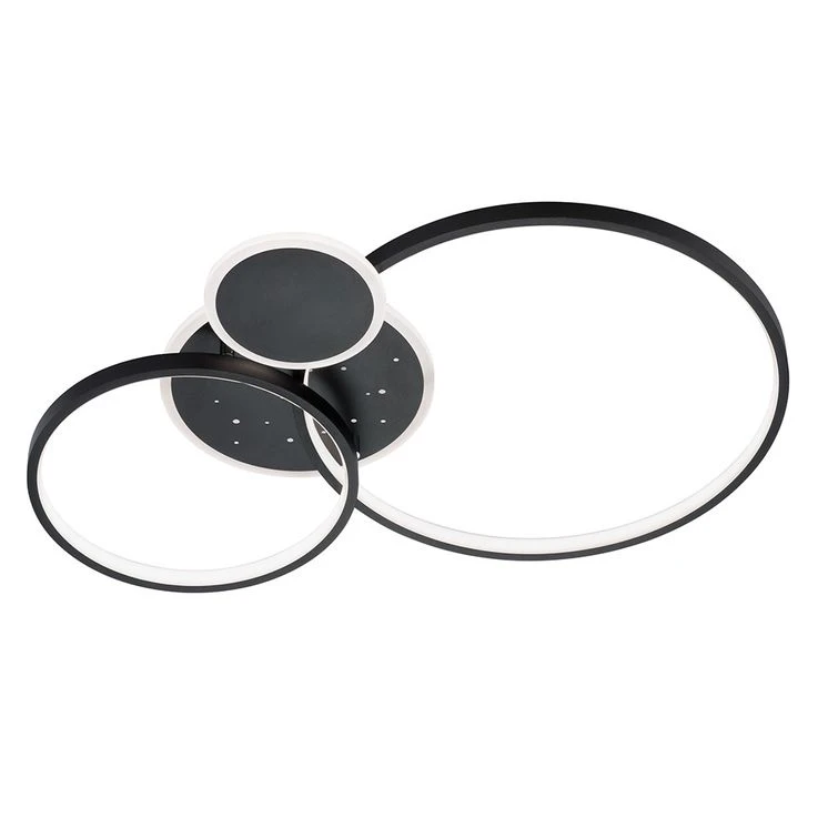 LED Deckenleuchte, Ring-Design, Dimmbar, Schwarz, L 54 Cm – Bild 2