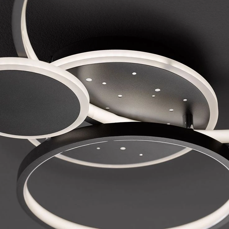 LED Deckenleuchte, Ring-Design, Dimmbar, Schwarz, L 54 Cm – Bild 6