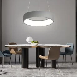 LED Pendelleuchte Dunkelgrau, 3 Stufendimmer, D 45 Cm