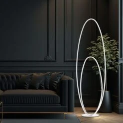 LED Stehleuchte, Metall, Dimmbar, 3-Stufen Fußschalter