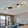 LED Deckenleuchte, Holzoptik, Schwarz Opal, L 106 Cm