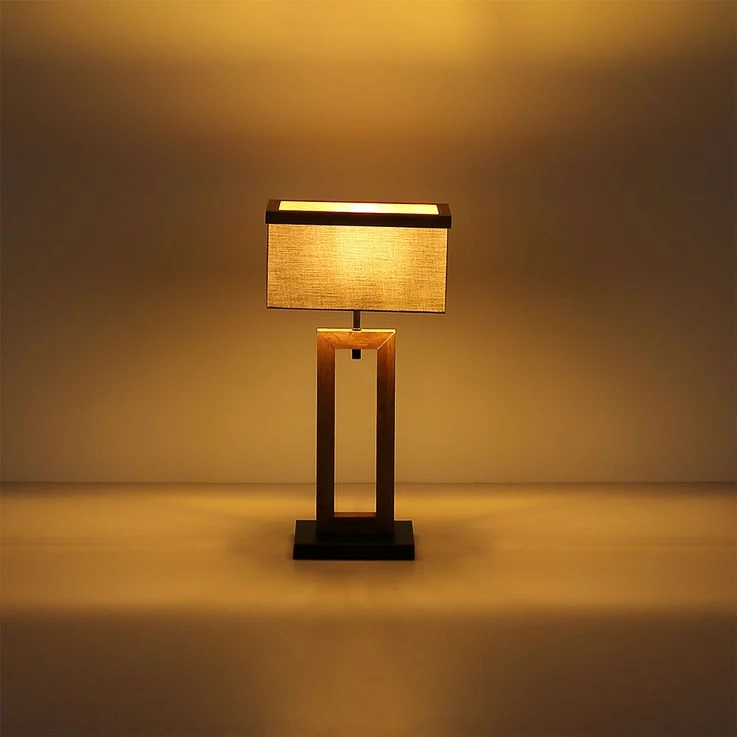 Tischleuchte, Holzoptik Textil, Anthrazit Schwarz, H 55 Cm – Bild 10