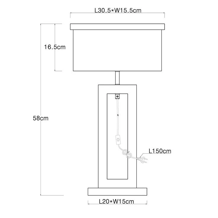 Tischleuchte, Holzoptik Textil, Anthrazit Schwarz, H 55 Cm – Bild 11