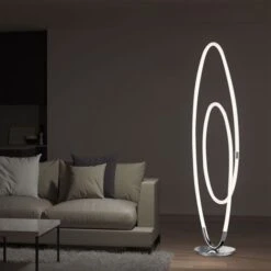 LED Stehleuchte, Chrom, Dimmbar, H 140 Cm