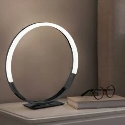 LED Tischlampe, Schwarz, 3 Stufen Touchdimmer, H 42 Cm