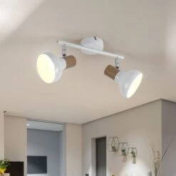 Deckenleuchte, 2-Flammig, Spots Beweglich, Weiß, L 35,5 Cm