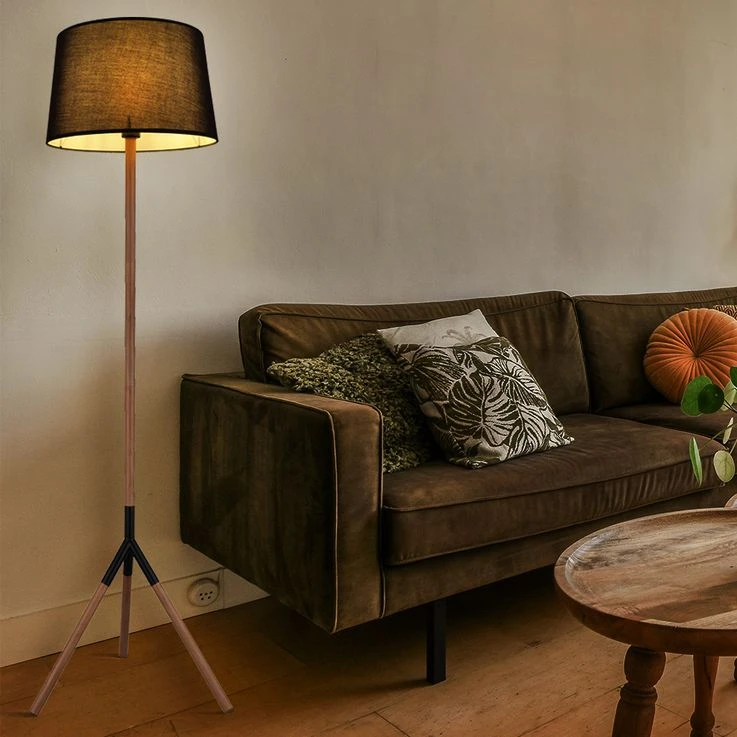 Stehlampe, Metall, Holz, H 160cm – Bild 3
