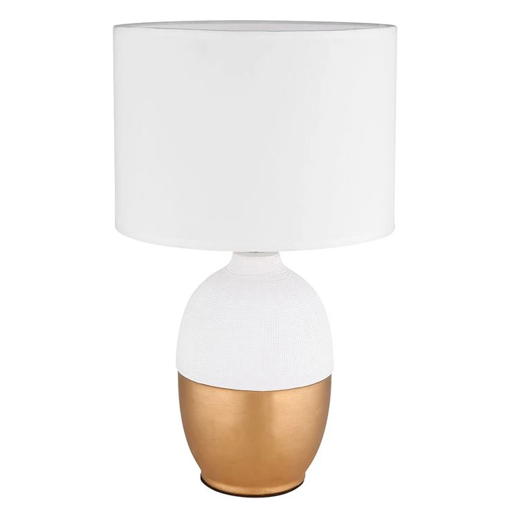 Tischleuchte, Leselampe, Keramik Textil, Weiß Gold, D 25 Cm – Bild 2