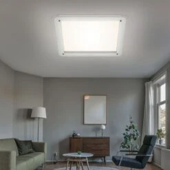 LED Wohnzimmerleuchte, Backlight, Glas Klar, Weiß, D 52cn