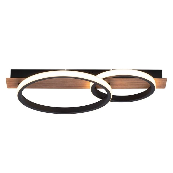 LED Holzleuchte, Metall Schwarz, Holzoptik, L 53 Cm – Bild 2