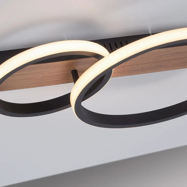 LED Holzleuchte, Metall Schwarz, Holzoptik, L 53 Cm – Bild 8