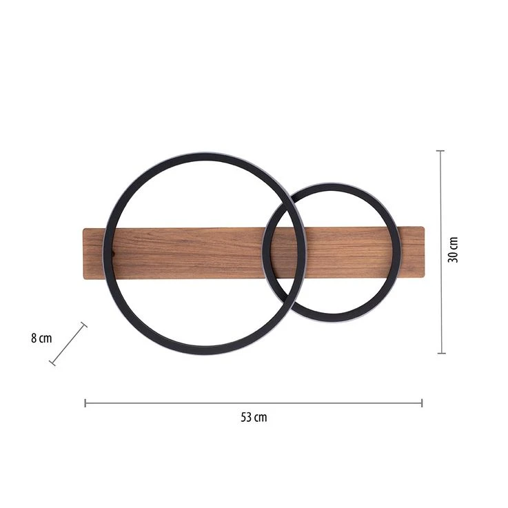 LED Holzleuchte, Metall Schwarz, Holzoptik, L 53 Cm – Bild 11