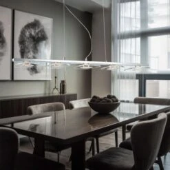 LED Hängeleuchte, Chrom, Glas Satiniert, L 90 Cm