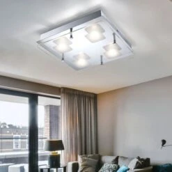 LED Deckenleuchte, Chrom, Glas, Klar Satiniert, L 28 Cm