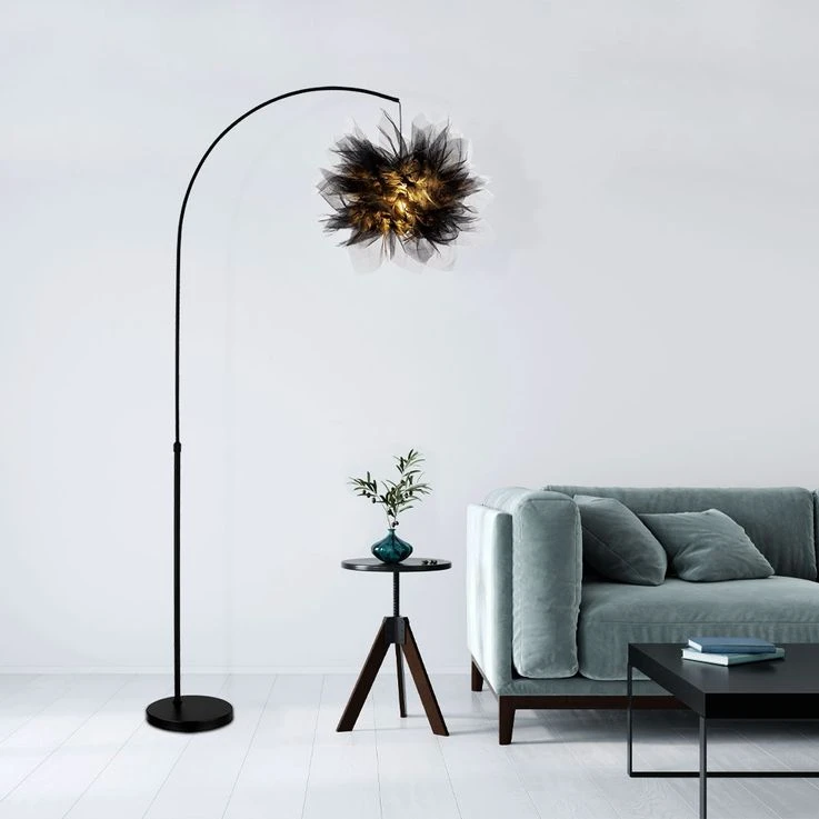 Stehleuchte, Metall Textil, Schwarz, H 196cm – Bild 4