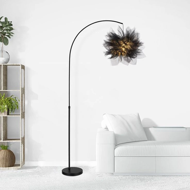 Stehleuchte, Metall Textil, Schwarz, H 196cm – Bild 5