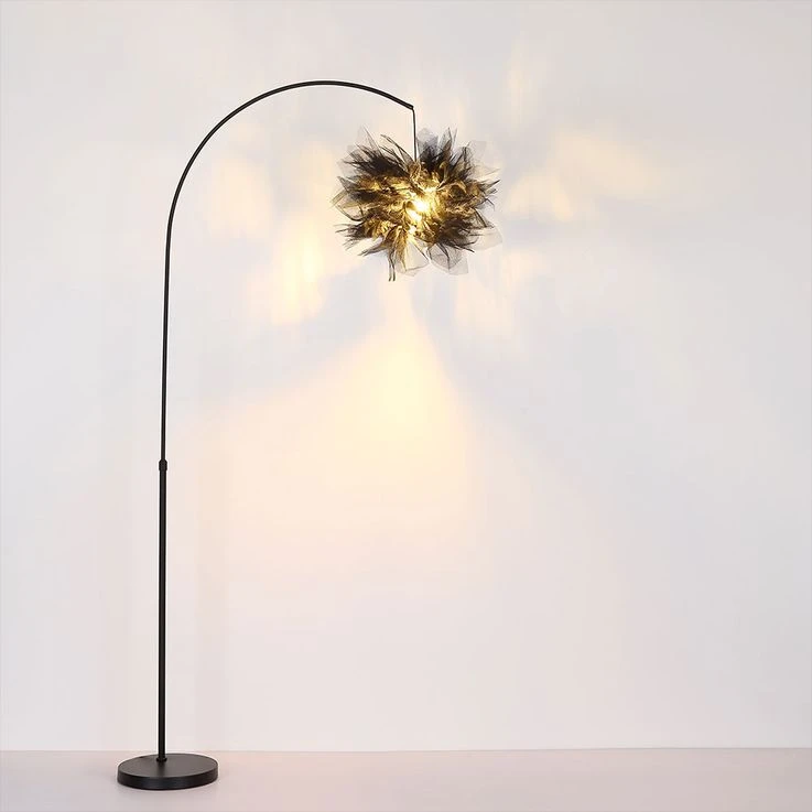 Stehleuchte, Metall Textil, Schwarz, H 196cm – Bild 7