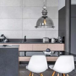 Pendellampe, Höhenverstellbar, Metall, Grau, H 55cm