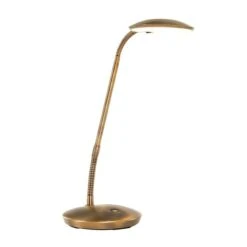 LED Tischleuchte, Pushdimmer, Lesearm, Bronze, H 25 Cm