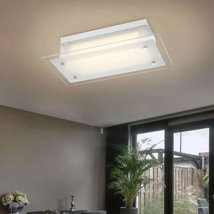 LED Deckenlampe, Chrom, Glas Satiniert, L 36 Cm – Bild 4