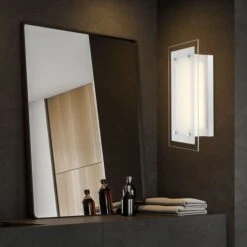 LED Deckenlampe, Chrom, Glas Satiniert, L 36 Cm