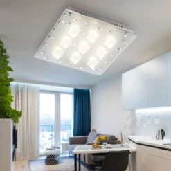 LED Deckenleuchte Aus Chrom Und Glas