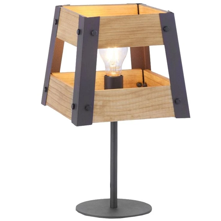 Tischleuchte, Holz, Eisen, Braun-schwarz, Höhe 40 Cm, CRATE – Bild 2